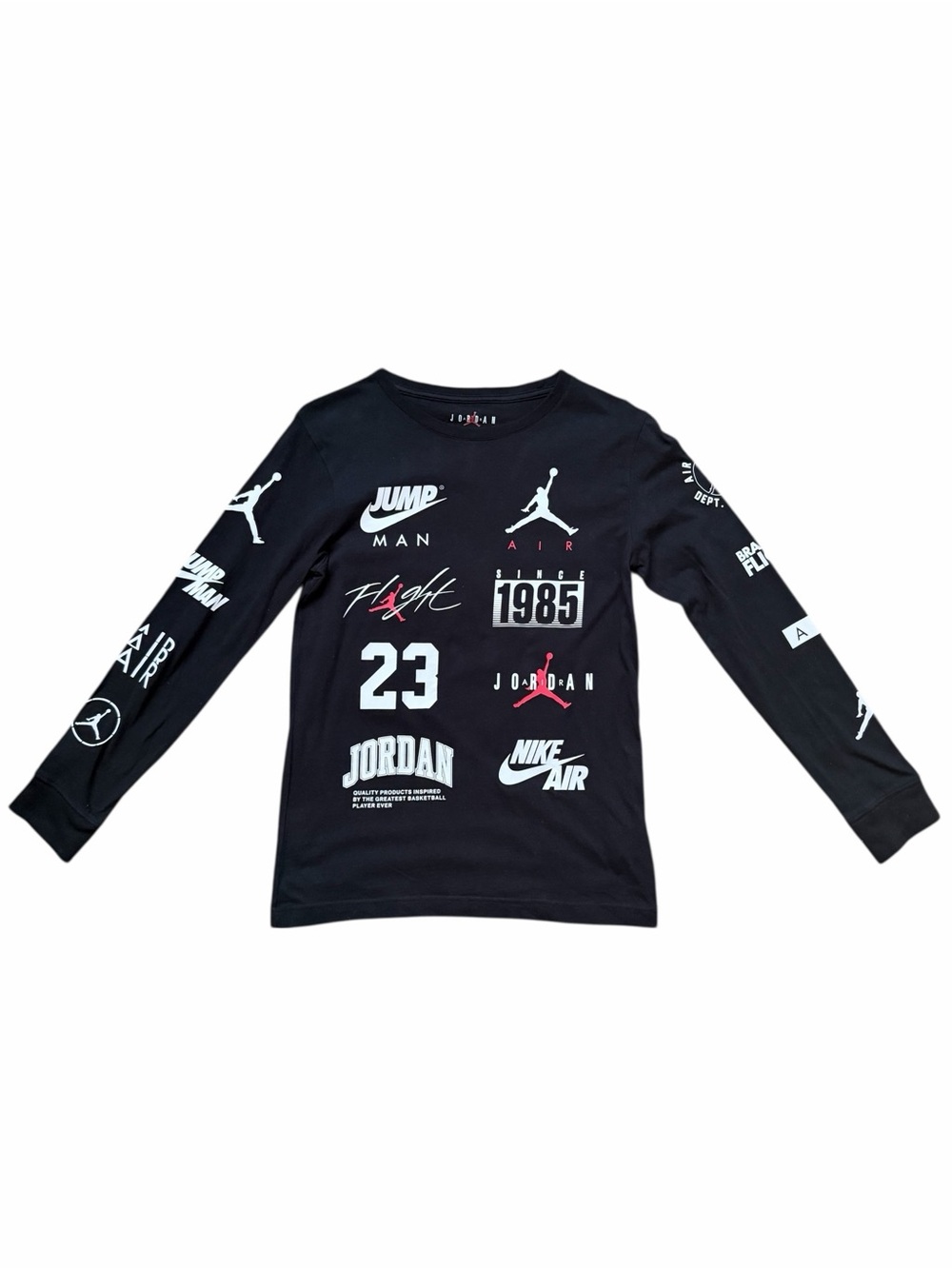 Jordan Boys Level Up long sleeve T-shirt, Large 12-13 years Black